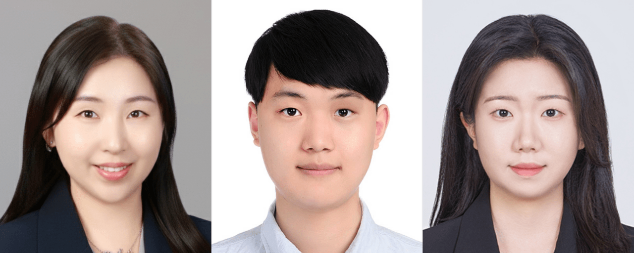 ▲ (왼쪽부터) 권민혜 교수, 김미르 박사과정생, 박상은 석박통합과정생