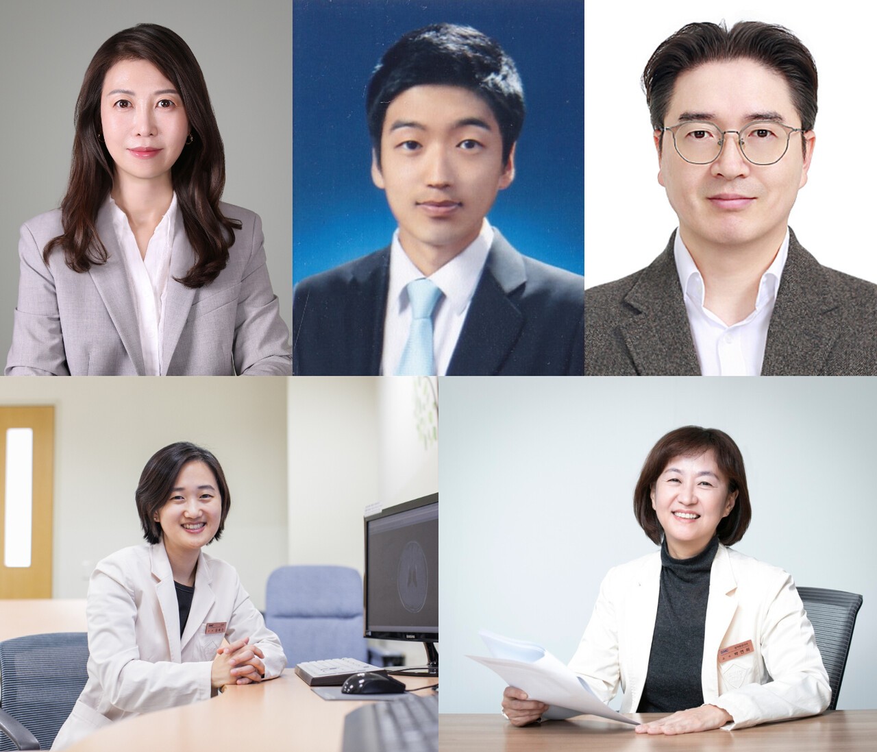 2026년 보건의료 R&D 우수성과 30선 성균관대 선정자. (위, 왼쪽부터) 안지인 교수, 유준상 연구교수, 이연종 교수 / (아래, 왼쪽부터) 김희진 교수, 박연희 교수