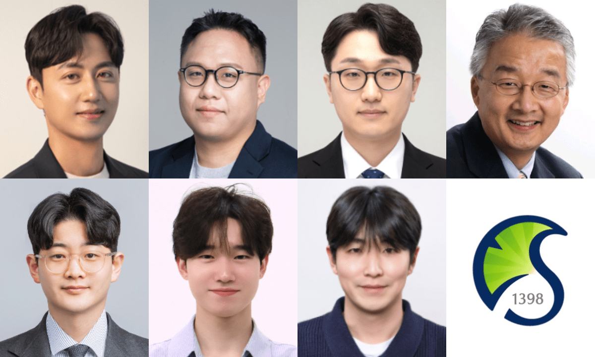 ▲(위, 왼쪽부터) 성균관대학교 박별리 교수, 김인기 교수, 박종찬 교수, 하버드 의과대학 Luke P. Lee 교수(아래, 왼쪽부터) 성균관대학교 유진희 박사, 김영준 연구원, 유원종 연구원